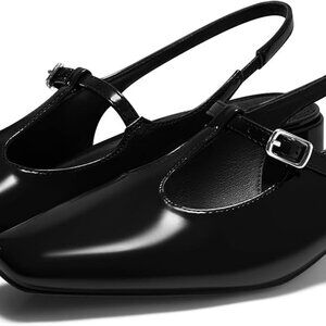 Womens Faux Leather Mary Jane Shoes Low Heels T-Strap Slingback Pumps Dress